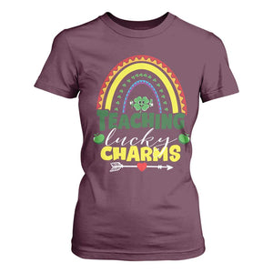 Funny St Patrick's Day Teacher T Shirt For Women Teaching Lucky Charms TS11 Maroon Print Your Wear