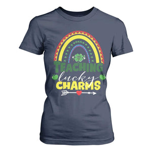 Funny St Patrick's Day Teacher T Shirt For Women Teaching Lucky Charms TS11 Navy Print Your Wear