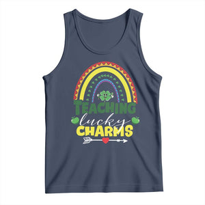 Funny St Patrick's Day Teacher Tank Top Teaching Lucky Charms TS11 Navy Print Your Wear