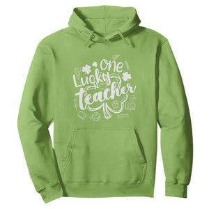 Funny St Patrick's Day Irish Teacher Hoodie One Lucky Teacher Shamrock TS11 Lime Print Your Wear