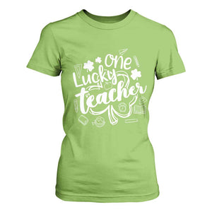 Funny St Patrick's Day Irish Teacher T Shirt For Women One Lucky Teacher Shamrock TS11 Lime Print Your Wear