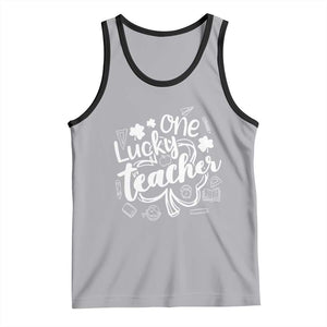 Funny St Patrick's Day Irish Teacher Tank Top One Lucky Teacher Shamrock TS11 Athletic Heather Black Print Your Wear