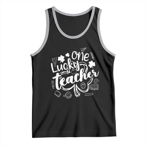 Funny St Patrick's Day Irish Teacher Tank Top One Lucky Teacher Shamrock TS11 Black Athletic Heather Print Your Wear