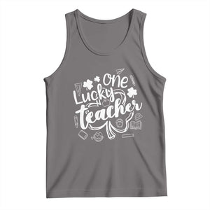 Funny St Patrick's Day Irish Teacher Tank Top One Lucky Teacher Shamrock TS11 Deep Heather Print Your Wear