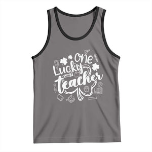 Funny St Patrick's Day Irish Teacher Tank Top One Lucky Teacher Shamrock TS11 Deep Heather Black Print Your Wear