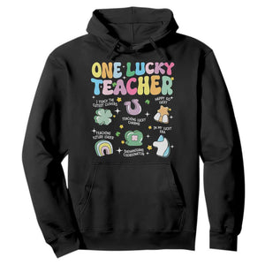 Funny St Patrick's Day Irish Teacher Hoodie One Lucky Teacher Lucky Era Shamrock TS11 Black Print Your Wear