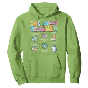 Funny St Patrick's Day Irish Teacher Hoodie One Lucky Teacher Lucky Era Shamrock TS11 Lime Print Your Wear