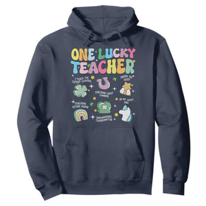 Funny St Patrick's Day Irish Teacher Hoodie One Lucky Teacher Lucky Era Shamrock TS11 Navy Print Your Wear