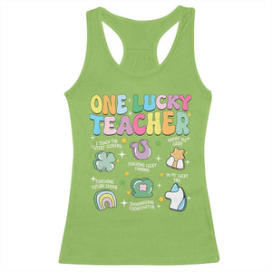 Funny St Patrick's Day Irish Teacher Racerback Tank Top One Lucky Teacher Lucky Era Shamrock TS11 Lime Print Your Wear