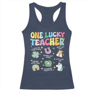Funny St Patrick's Day Irish Teacher Racerback Tank Top One Lucky Teacher Lucky Era Shamrock TS11 Navy Print Your Wear