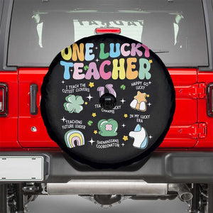Funny St Patrick's Day Irish Teacher Spare Tire Cover One Lucky Teacher Lucky Era Shamrock TS11 Black Print Your Wear