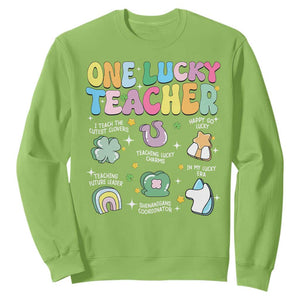 Funny St Patrick's Day Irish Teacher Sweatshirt One Lucky Teacher Lucky Era Shamrock TS11 Lime Print Your Wear