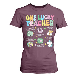 Funny St Patrick's Day Irish Teacher T Shirt For Women One Lucky Teacher Lucky Era Shamrock TS11 Maroon Print Your Wear