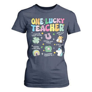 Funny St Patrick's Day Irish Teacher T Shirt For Women One Lucky Teacher Lucky Era Shamrock TS11 Navy Print Your Wear