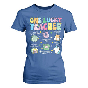 Funny St Patrick's Day Irish Teacher T Shirt For Women One Lucky Teacher Lucky Era Shamrock TS11 Royal Blue Print Your Wear