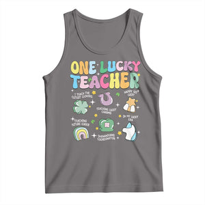 Funny St Patrick's Day Irish Teacher Tank Top One Lucky Teacher Lucky Era Shamrock TS11 Deep Heather Print Your Wear