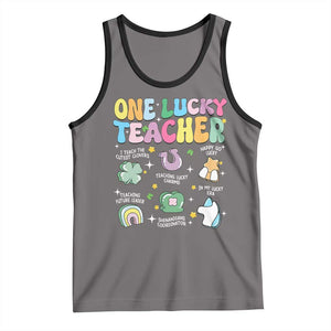 Funny St Patrick's Day Irish Teacher Tank Top One Lucky Teacher Lucky Era Shamrock TS11 Deep Heather Black Print Your Wear