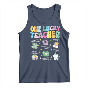 Funny St Patrick's Day Irish Teacher Tank Top One Lucky Teacher Lucky Era Shamrock TS11 Navy Print Your Wear