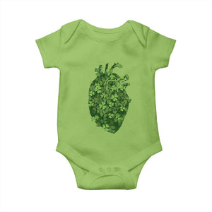 Funny St Patrick's Day Shamrock Heart Cardiac Nurse Anatomy Baby Onesie TS11 Lime Print Your Wear