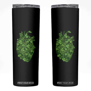 Funny St Patrick's Day Shamrock Heart Cardiac Nurse Anatomy Skinny Tumbler TS11 Black Print Your Wear