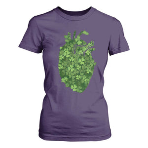 Funny St Patrick's Day Shamrock Heart Cardiac Nurse Anatomy T Shirt For Women TS11 Purple Print Your Wear