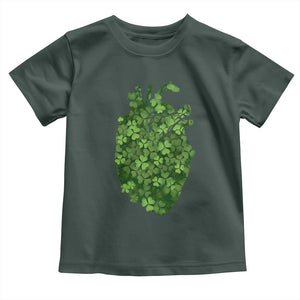 Funny St Patrick's Day Shamrock Heart Cardiac Nurse Anatomy Toddler T Shirt TS11 Dark Forest Green Print Your Wear