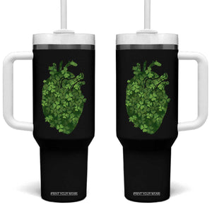 Funny St Patrick's Day Shamrock Heart Cardiac Nurse Anatomy Tumbler With Handle TS11 One Size: 40 oz Black Print Your Wear