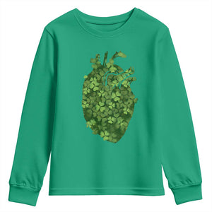 Funny St Patrick's Day Shamrock Heart Cardiac Nurse Anatomy Youth Sweatshirt TS11 Irish Green Print Your Wear
