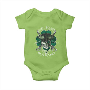 Funny Irish Pirate Full Of Blarrney Kiss Me For Good Luck Baby Onesie St Patrick's Day TS11 Lime Print Your Wear