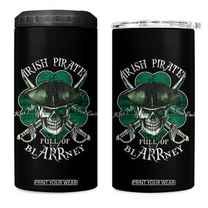 Funny Irish Pirate Full Of Blarrney Kiss Me For Good Luck 4 in 1 Can Cooler Tumbler St Patrick's Day TS11 One Size: 16 oz Black Print Your Wear