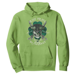Funny Irish Pirate Full Of Blarrney Kiss Me For Good Luck Hoodie St Patrick's Day TS11 Lime Print Your Wear