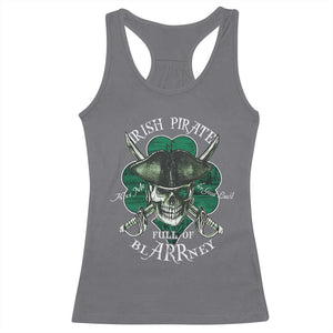 Funny Irish Pirate Full Of Blarrney Kiss Me For Good Luck Racerback Tank Top St Patrick's Day TS11 Charcoal Print Your Wear