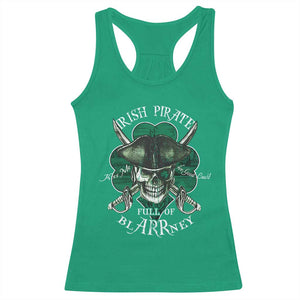 Funny Irish Pirate Full Of Blarrney Kiss Me For Good Luck Racerback Tank Top St Patrick's Day TS11 Irish Green Print Your Wear