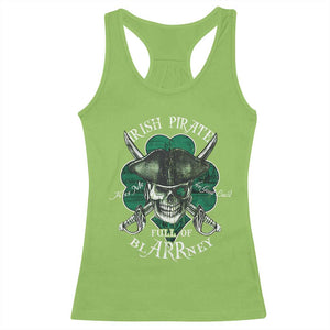 Funny Irish Pirate Full Of Blarrney Kiss Me For Good Luck Racerback Tank Top St Patrick's Day TS11 Lime Print Your Wear