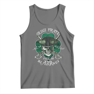 Funny Irish Pirate Full Of Blarrney Kiss Me For Good Luck Tank Top St Patrick's Day TS11 Black Heather Print Your Wear