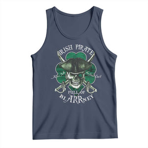 Funny Irish Pirate Full Of Blarrney Kiss Me For Good Luck Tank Top St Patrick's Day TS11 Navy Print Your Wear