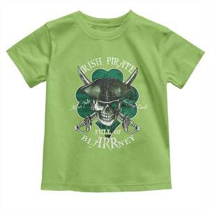 Funny Irish Pirate Full Of Blarrney Kiss Me For Good Luck Toddler T Shirt St Patrick's Day TS11 Lime Print Your Wear