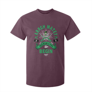 Funny St Patrick's Day Pirate T Shirt For Kid Arrgh Matey Let The Shenanigans Begin Shamrock TS11 Maroon Print Your Wear