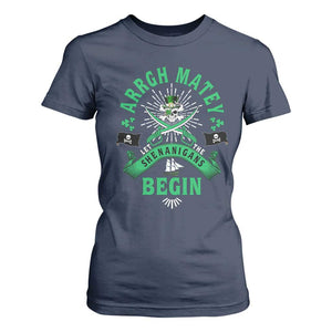 Funny St Patrick's Day Pirate T Shirt For Women Arrgh Matey Let The Shenanigans Begin Shamrock TS11 Navy Print Your Wear