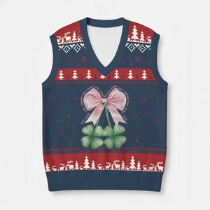 Not Lucky Just Blessed V-Neck Knit Sweater Vest Blessed Christian Shamrocks St Patricks Day Coquette TS11 Navy Red Print Your Wear
