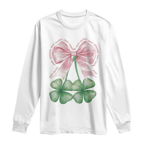 Not Lucky Just Blessed Long Sleeve Shirt Blessed Christian Shamrocks St Patricks Day Coquette TS11 White Print Your Wear
