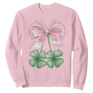 Not Lucky Just Blessed Sweatshirt Blessed Christian Shamrocks St Patricks Day Coquette TS11 Light Pink Print Your Wear
