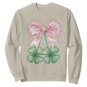 Not Lucky Just Blessed Sweatshirt Blessed Christian Shamrocks St Patricks Day Coquette TS11 Sand Print Your Wear
