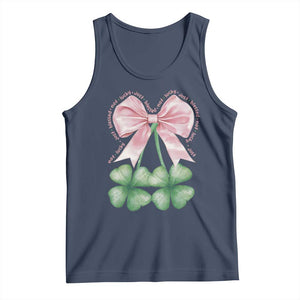Not Lucky Just Blessed Tank Top Blessed Christian Shamrocks St Patricks Day Coquette TS11 Navy Print Your Wear