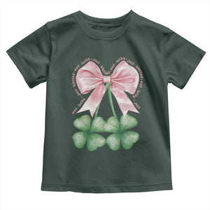 Not Lucky Just Blessed Toddler T Shirt Blessed Christian Shamrocks St Patricks Day Coquette TS11 Dark Forest Green Print Your Wear