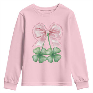 Not Lucky Just Blessed Youth Sweatshirt Blessed Christian Shamrocks St Patricks Day Coquette TS11 Light Pink Print Your Wear