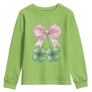 Not Lucky Just Blessed Youth Sweatshirt Blessed Christian Shamrocks St Patricks Day Coquette TS11 Lime Print Your Wear