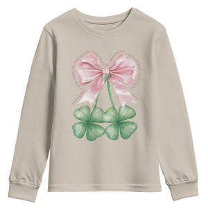 Not Lucky Just Blessed Youth Sweatshirt Blessed Christian Shamrocks St Patricks Day Coquette TS11 Sand Print Your Wear