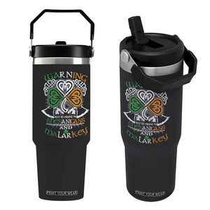 Funny Warning May Be Prone To Shenanigans And Malarkey Flip Straw Tumbler St Patrick's Day Celtic Shamrock TS11 One Size: 30 oz Black Print Your Wear