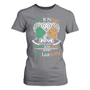 Funny Warning May Be Prone To Shenanigans And Malarkey T Shirt For Women St Patrick's Day Celtic Shamrock TS11 Charcoal Print Your Wear